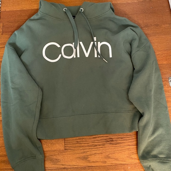 Calvin Klein Tops - Calvin Klein Cropped Green Hoodie